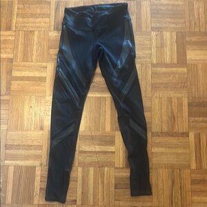 Black Alo Yoga Leggings with Glossy Accents